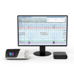 Bildausschnitt mit einem Computerbildschirm mit EasyCare Tx 2 Software und dem TxLink 2-Gerät auf weißem Hintergrund