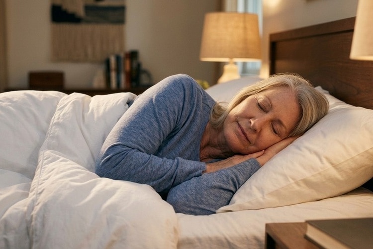 Frau schläft im Bett