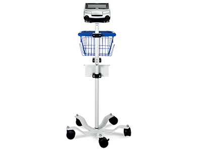 Ausschnitt des ResMed Homecare Trolleys für die Mobilität mit einem Beatmungsgerät